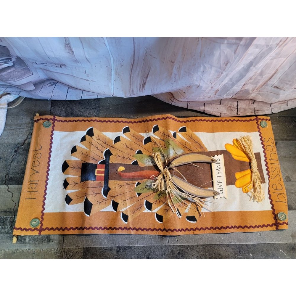 Thanksgiving Turkey Pilgrim‎ give thanks banner flag decor